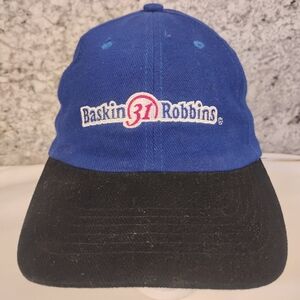 Baskin Robbins Whats Your Flavor? Blue Black 100% Cotton Employee Strapback Hat